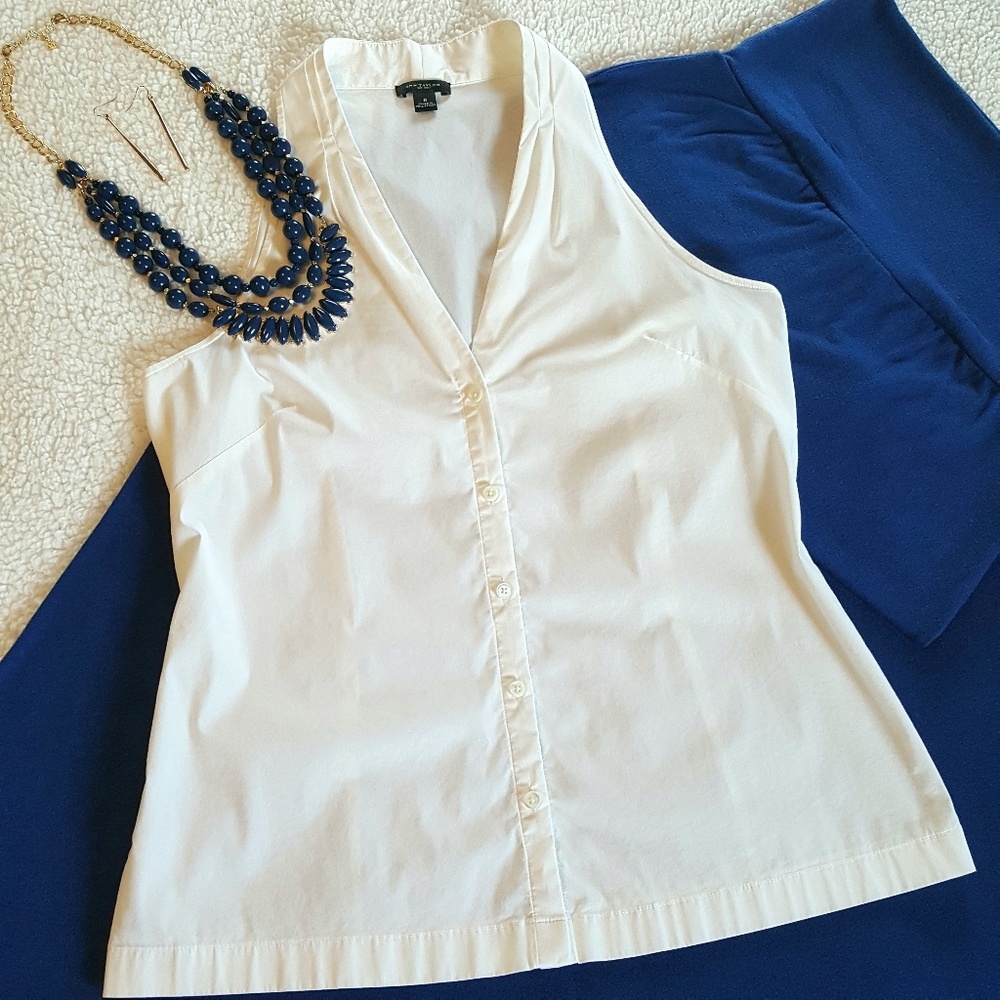 Ann Taylor, cutaway/sleeveless, button-up, Sz. 6